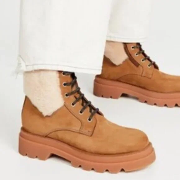 Voile Blanche Cleofe Beige Shearling Leather Booties for Women Size 38 EU New - Picture 9 of 12